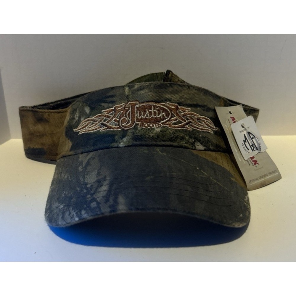 Brand New Justin Boots Mossy Oak Camouflage Visor Hat Cap - Adjustable One‎ Size
